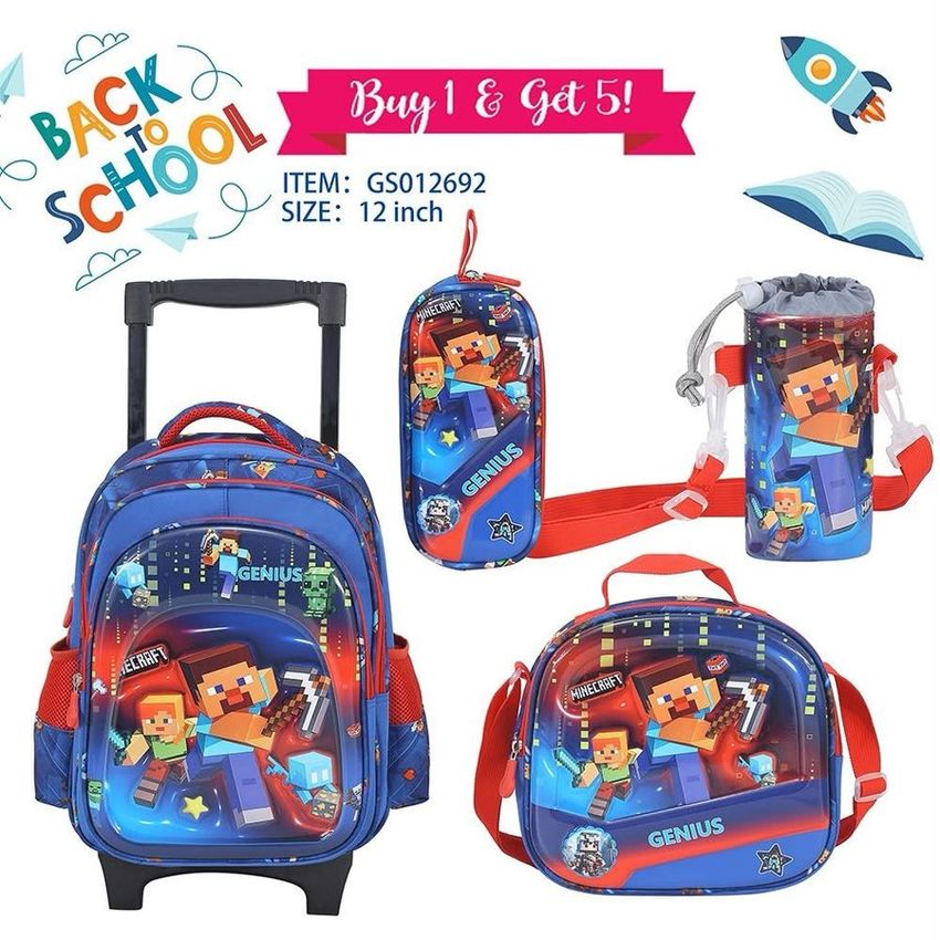 Minecraft Trolley Backpack Set – 12 Inch