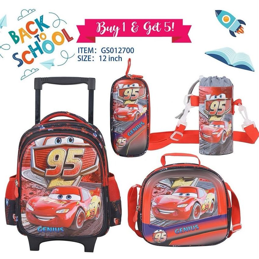 Lightning McQueen Trolley Backpack Set – 12 Inch