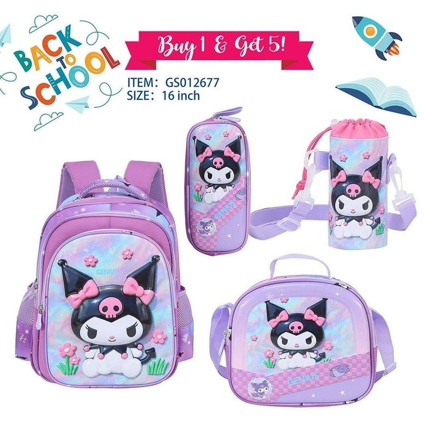 Kuromi School Backpack Set – 16 Inch