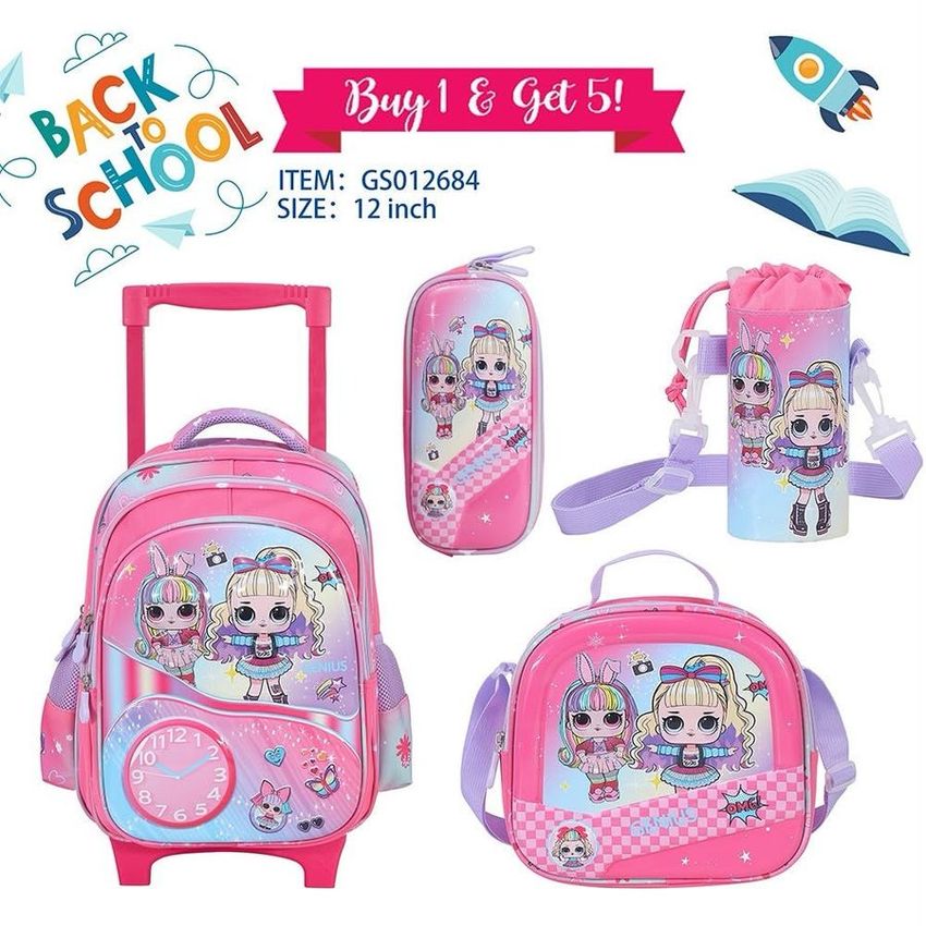 Fashion Doll Trolley Backpack Set – 12 Inch