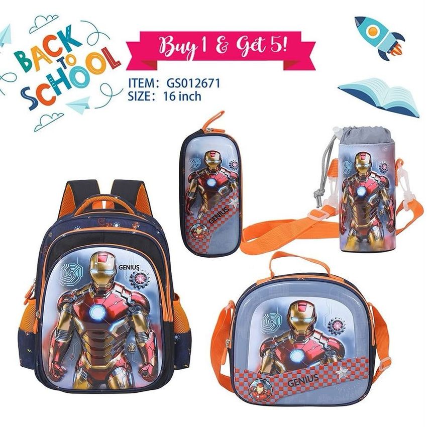 Iron Man School Backpack Set – 16 Inch