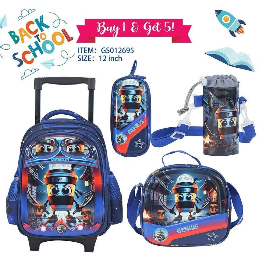 Ninja Character Trolley Backpack Set – 12 Inch