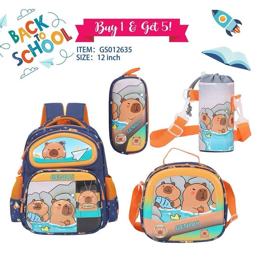 Capybara School Backpack Set – 12 Inch