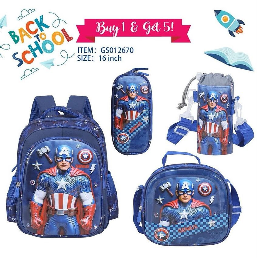 Captain America School Backpack Set – 16 Inch