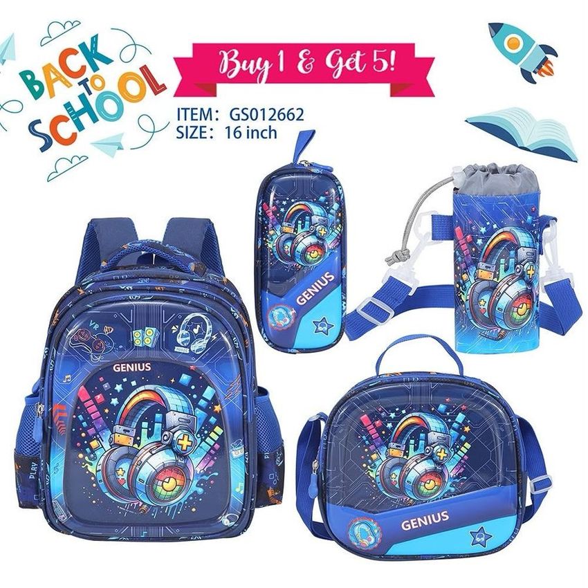 Gaming Headphones School Backpack Set – 16 Inch