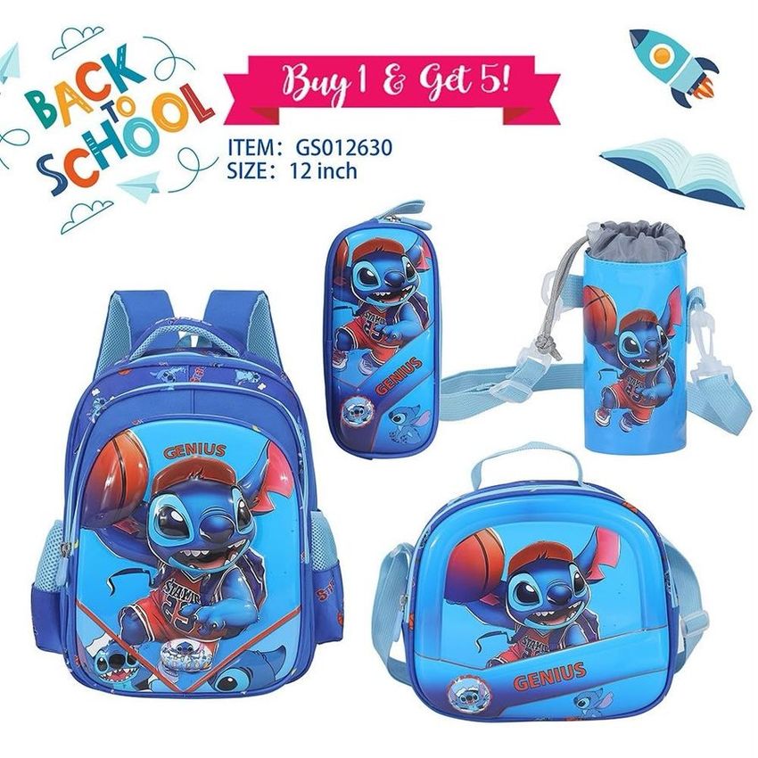 Stitch Basketball School Backpack Set – 12 Inch