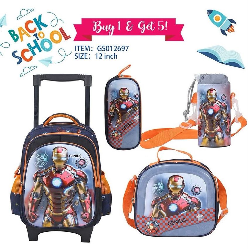 Iron Man Trolley Backpack Set – 12 Inch