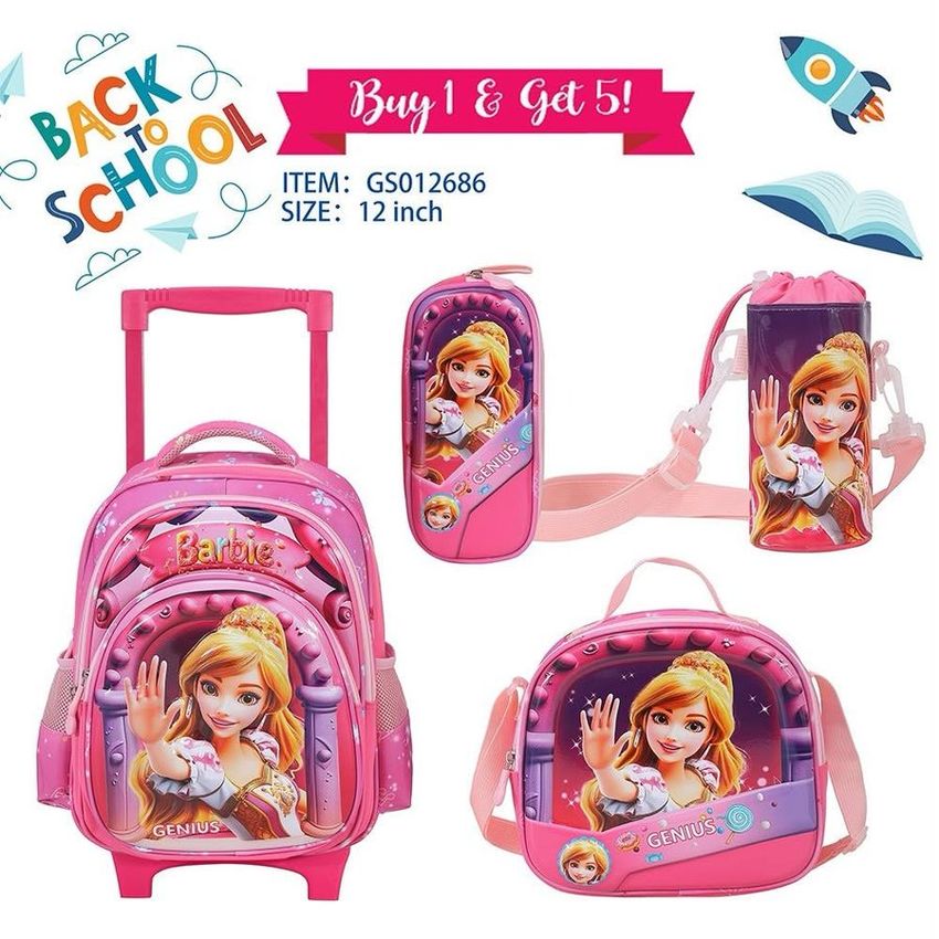 Barbie Trolley Backpack Set – 12 Inch