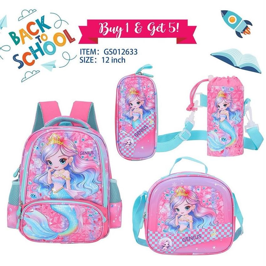 Mermaid Princess School Backpack Set – 12 Inch