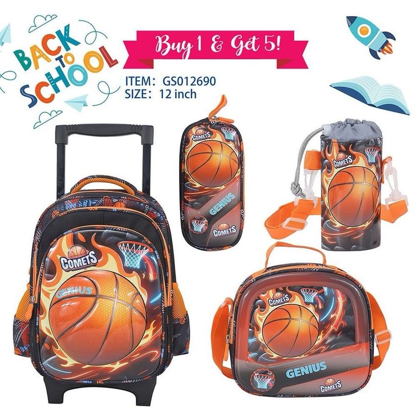 Basketball Fire Trolley Backpack Set – 12 Inch