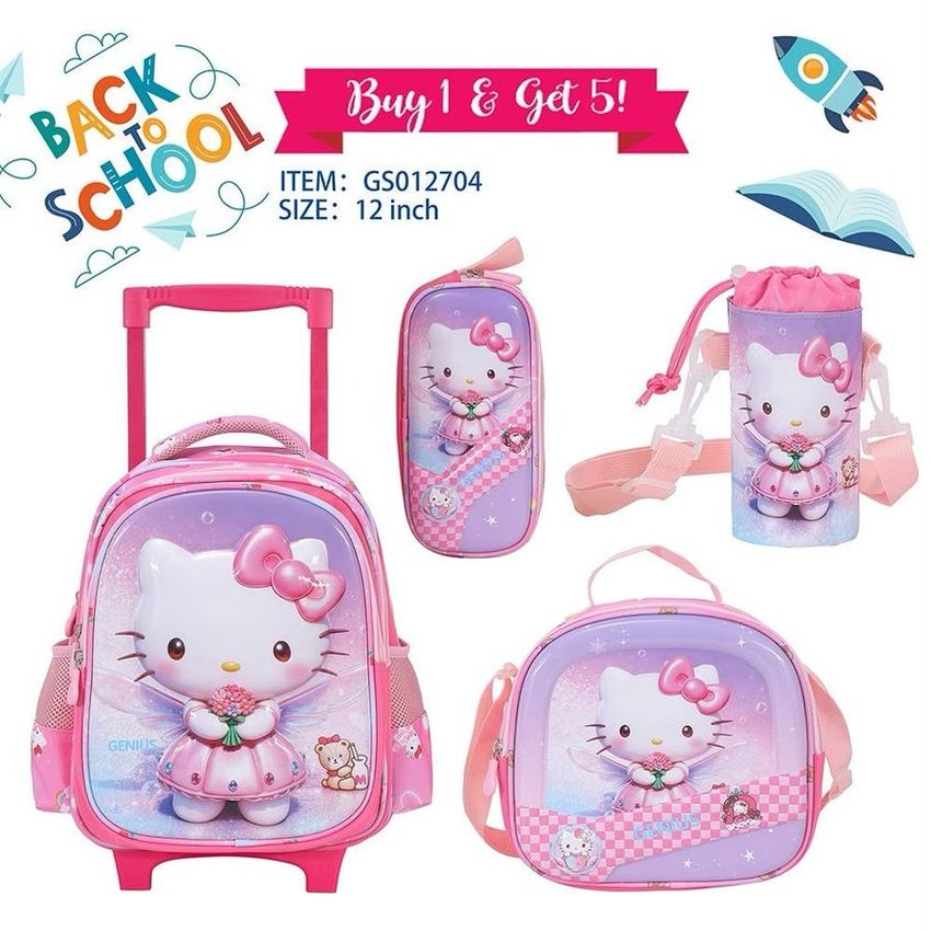 Hello Kitty Trolley Backpack Set – 12 Inch