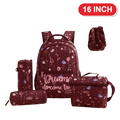 Genius Backpack Set – Burgundy Floral Dreams – 16 Inch