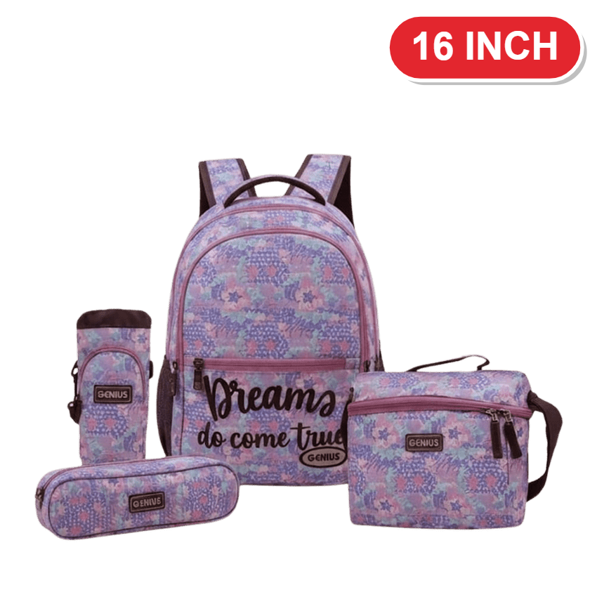Genius Backpack Set – Purple Floral Dreams – 16 Inch