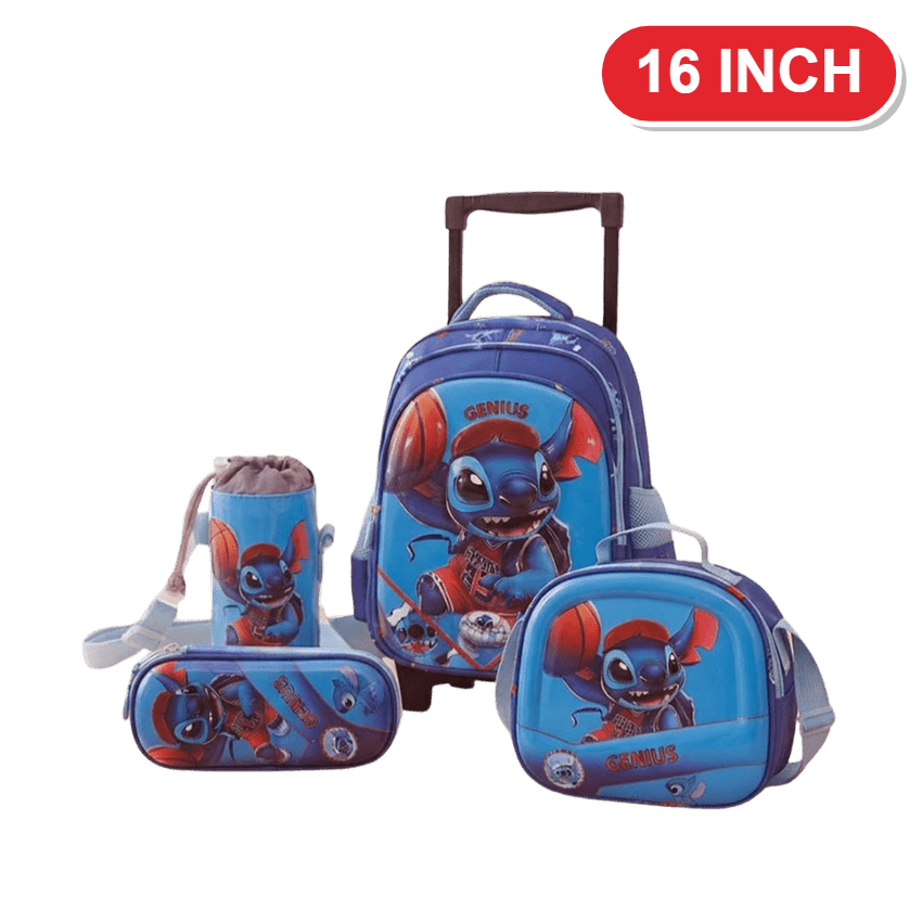 Stitch Basketball Trolley Genius Backpack Set – 16 Inch