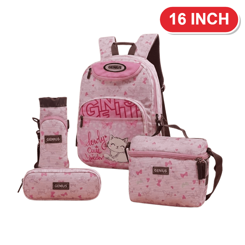 Genius Backpack Set – Lovely Cat Light Pink – 16 Inch
