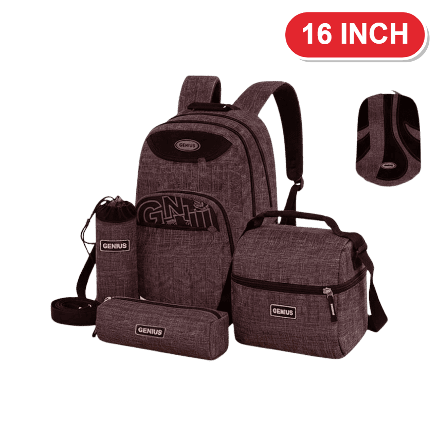 Genius Backpack Set – Brown Heather – 16 Inch