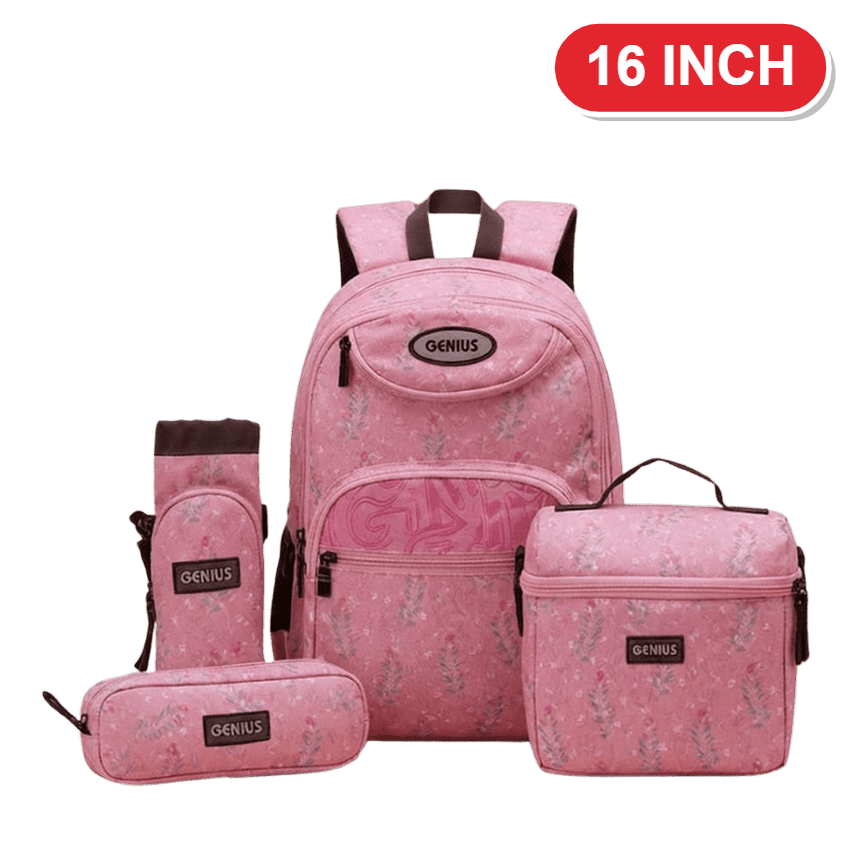 Genius Backpack Set – Pink Sprigs – 16 Inch