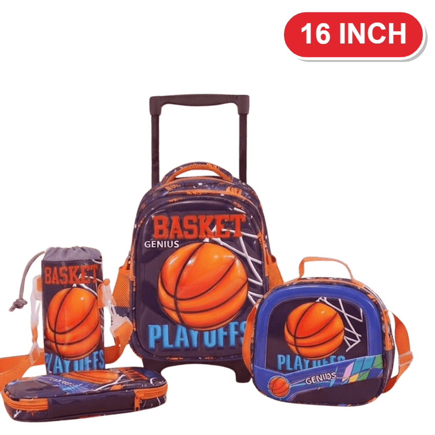 Basket Playoffs Trolley Genius Backpack Set – 16 Inch