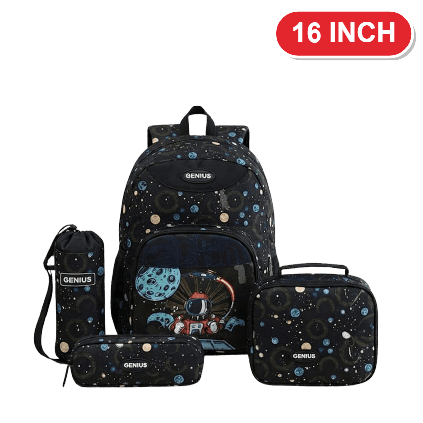 Genius Backpack Set – Space Planets Black – 16 Inch