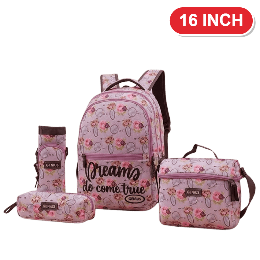 Genius Backpack Set – Pink Roses Dreams – 16 Inch