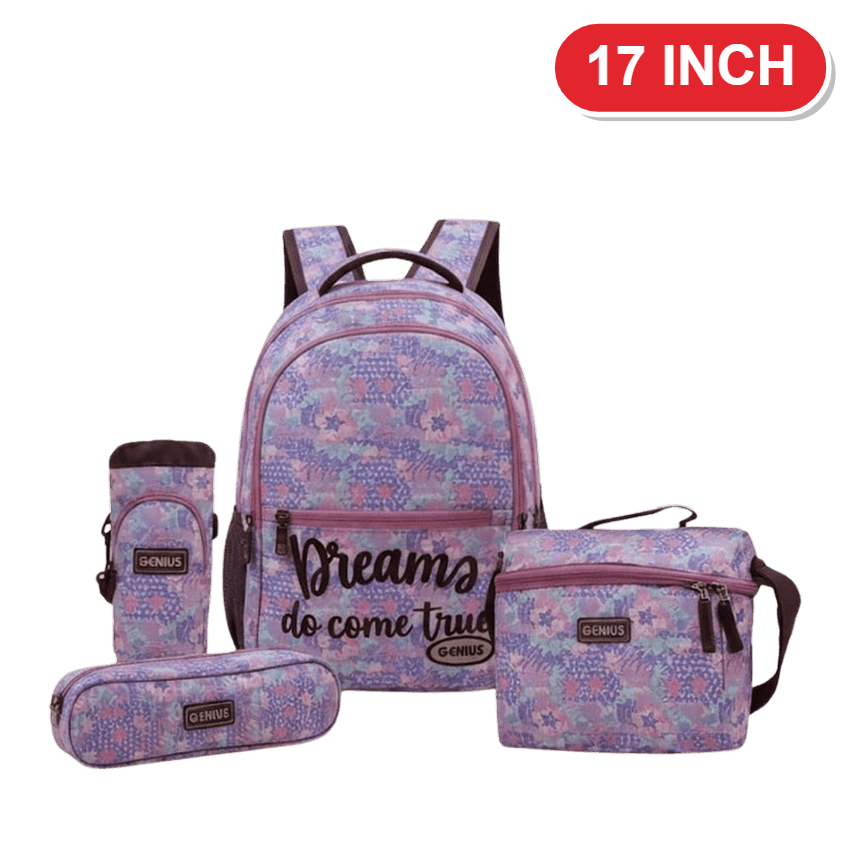 Genius Backpack Set – Purple Floral Dreams – 17 Inch