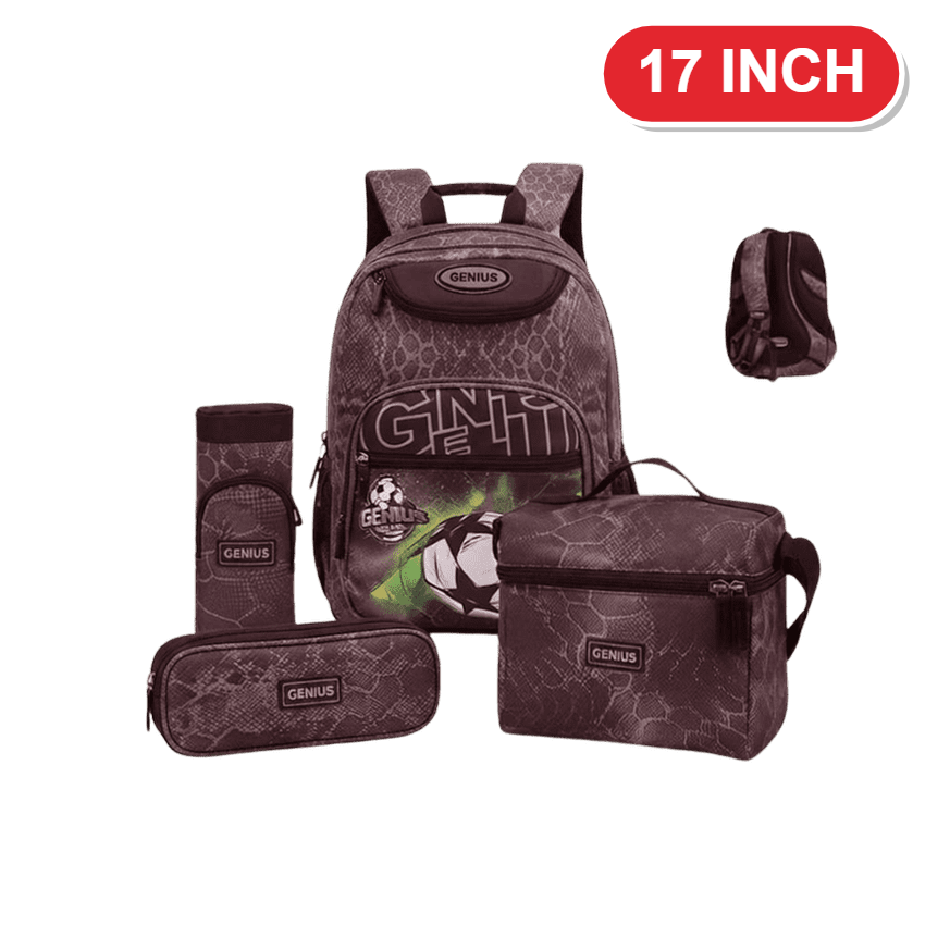 Genius Backpack Set – Football Hexagon Black – 17 Inch