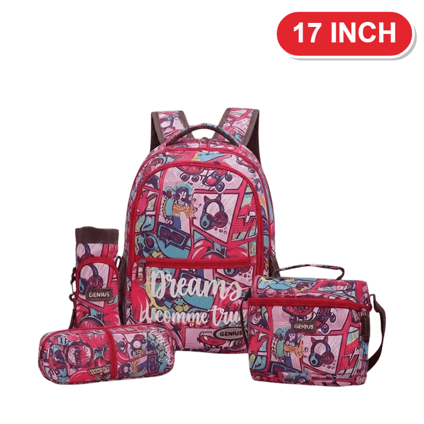 Genius Backpack Set – Pink Comic Pop Art – 17 Inch