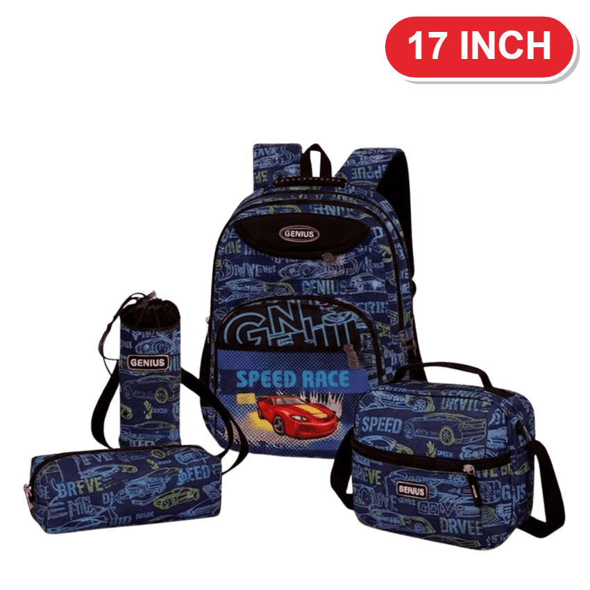 Genius Backpack Set – Speed Race Navy – 17 Inch