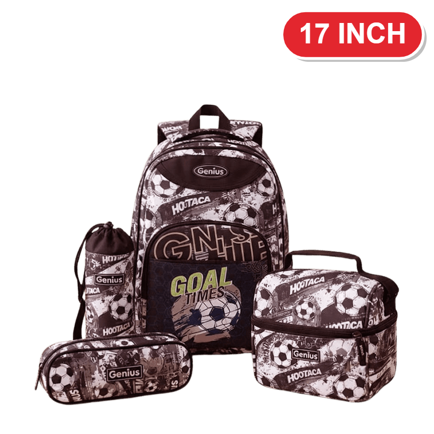 Genius Backpack Set – Football Black & White – 17 Inch