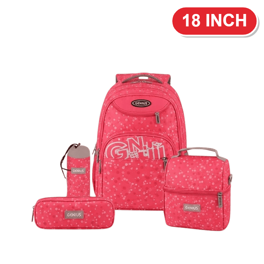 Genius Backpack Set – Coral Pink Stars – 18 Inch