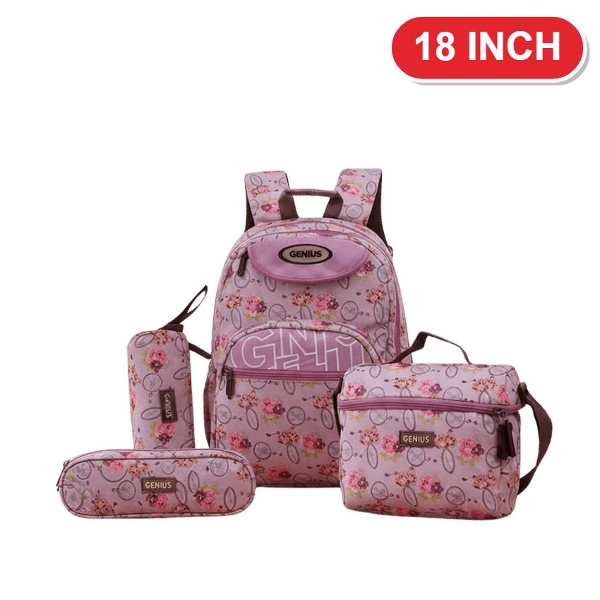 Genius Backpack Set – Pink Palm Leaves – 18 Inch
