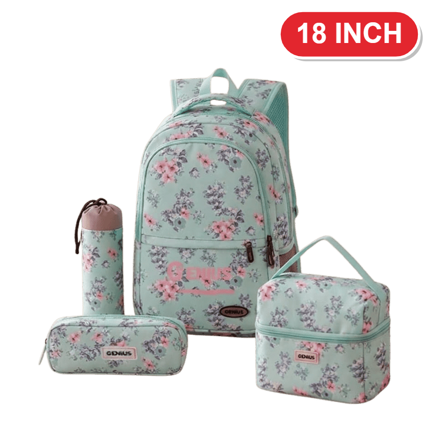 Genius Backpack Set – Mint Floral – 18 Inch