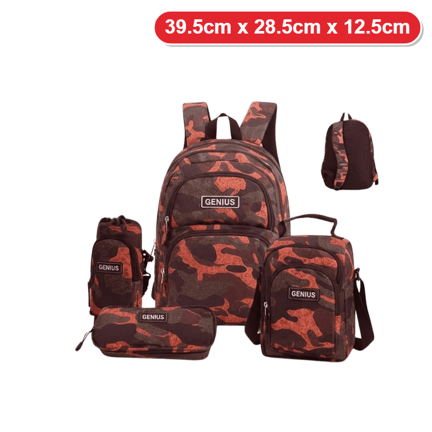 Genius Backpack Set – Red Camouflage