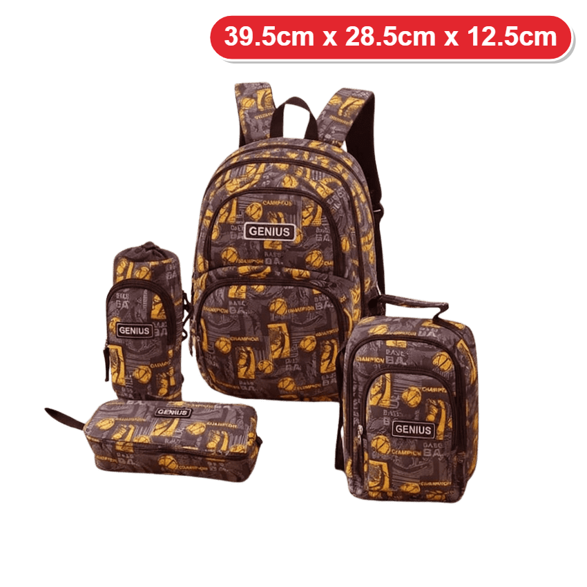 Genius Backpack Set – Basketball Yellow & Brown
