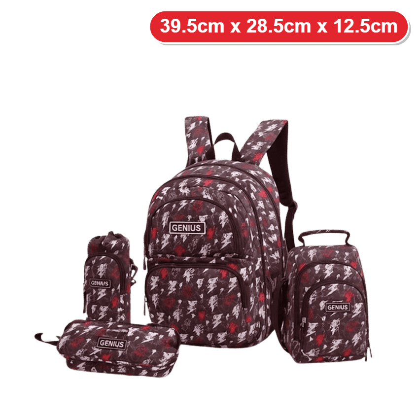 Genius Backpack Set – Red Splash Brown