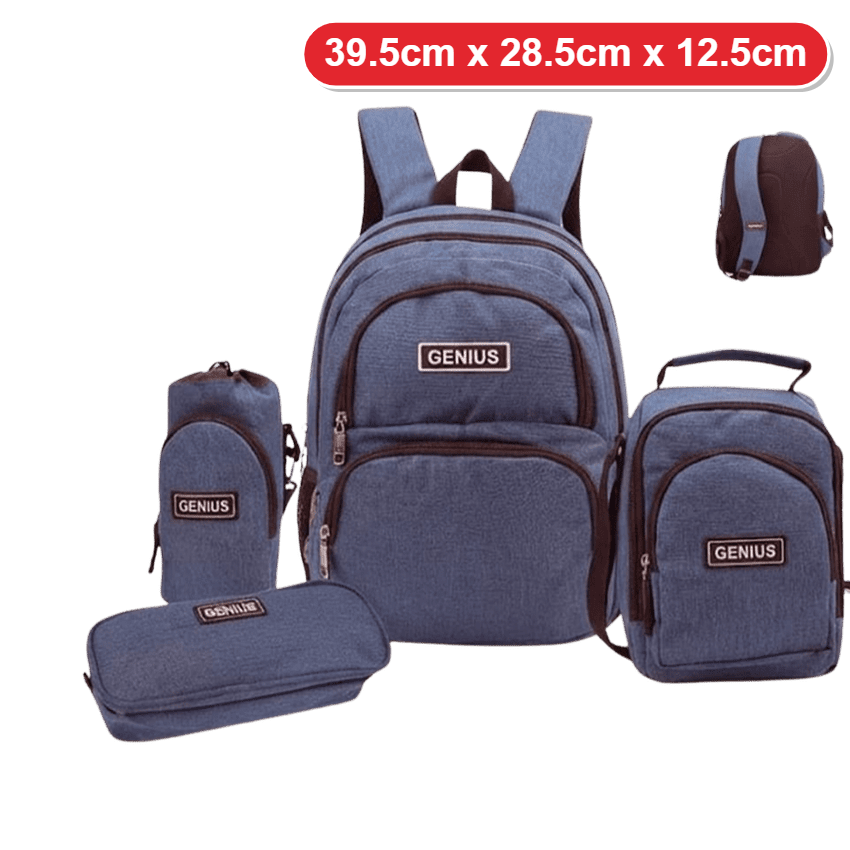 Genius Backpack Set – Grey-Blue