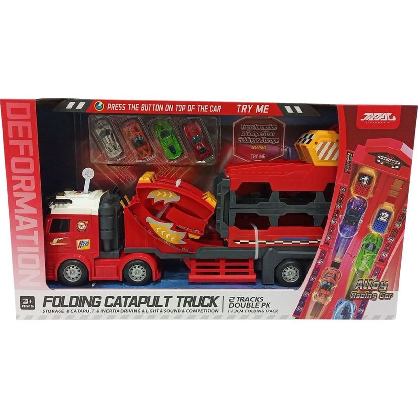 Folding Catapult Truck Racing Car Set