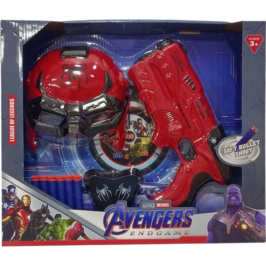 Superhero Soft Bullet Blaster & Mask Set - Red
