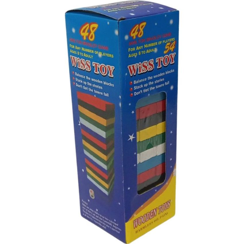 Wooden Tumbling Tower Color Blocks Game