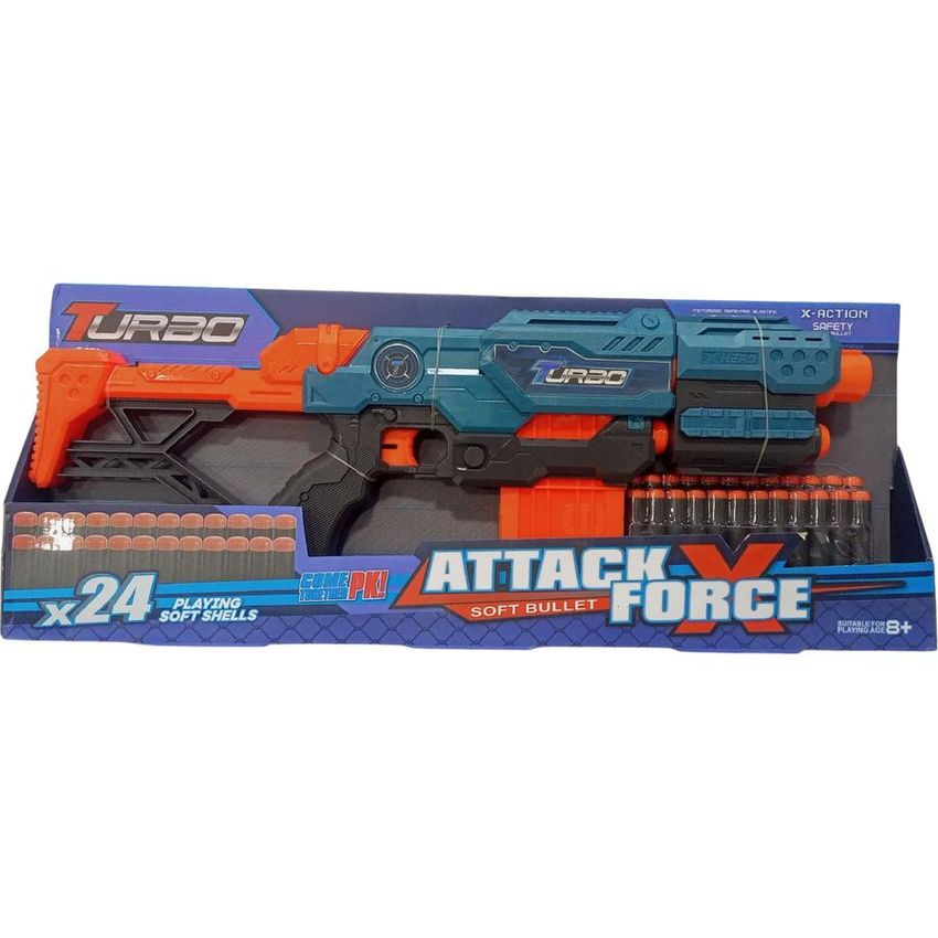Turbo Attack Force Motorized Foam Dart Blaster - 24 Darts