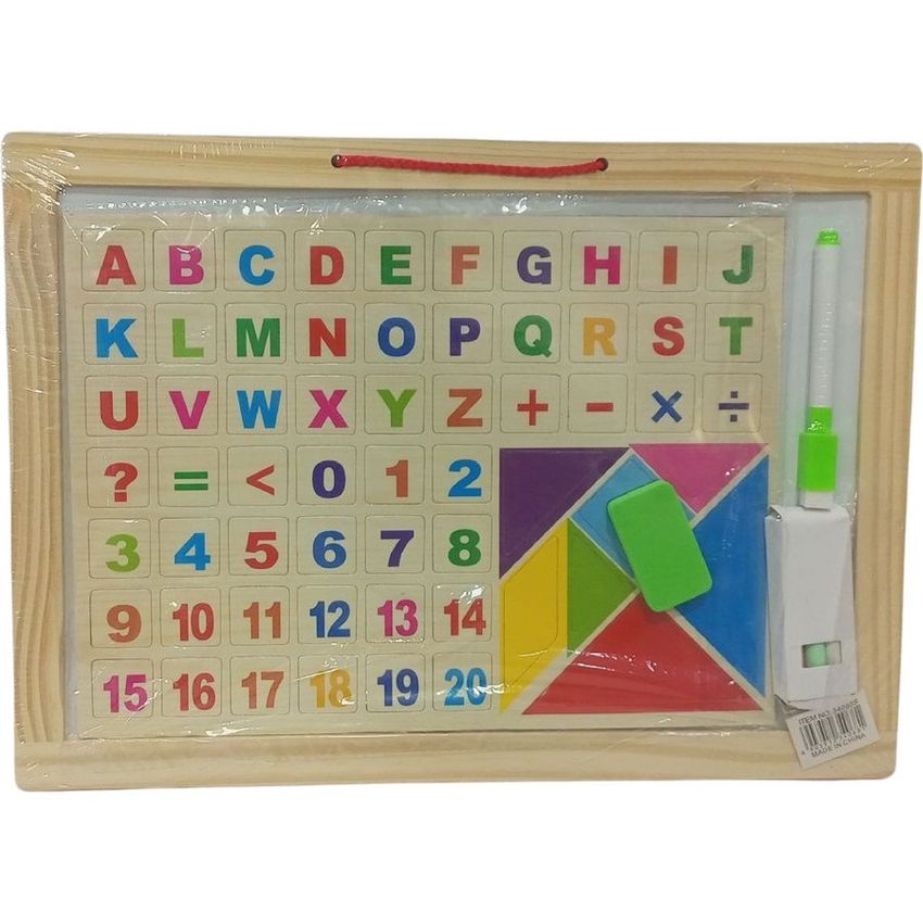 Wooden Magnetic Alphabet, Numbers & Shapes Learning Board