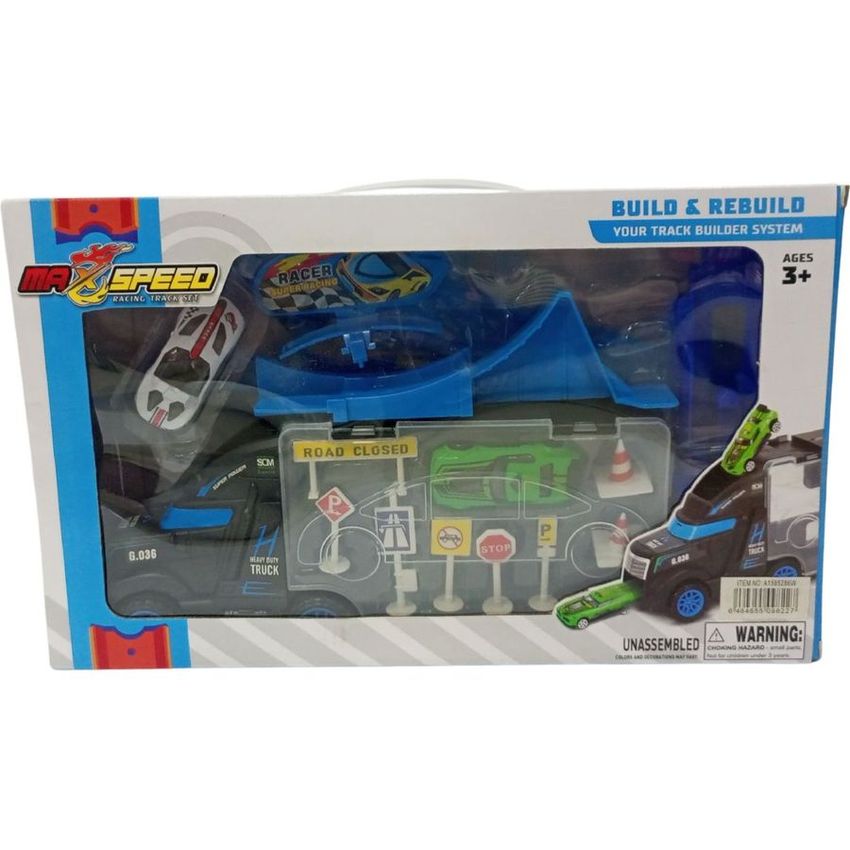 Building Truck Playset with Road Signs