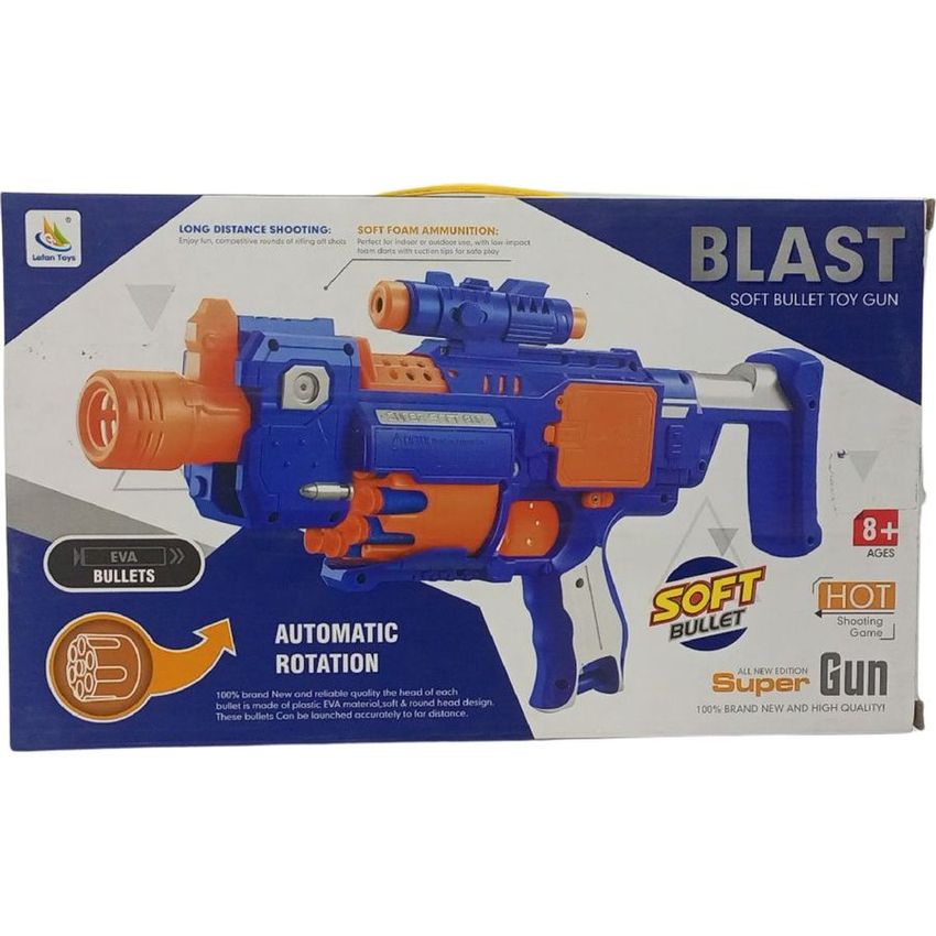 Blast Soft Bullet Toy Blaster - Blue & Orange