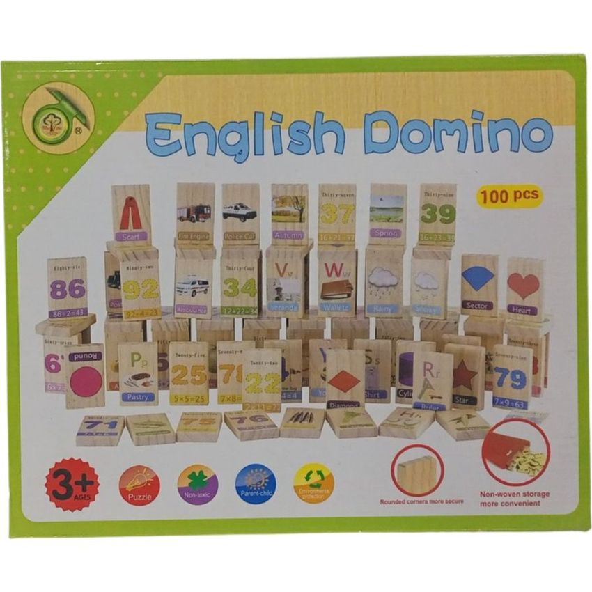 English Domino 100-Piece Learning Game