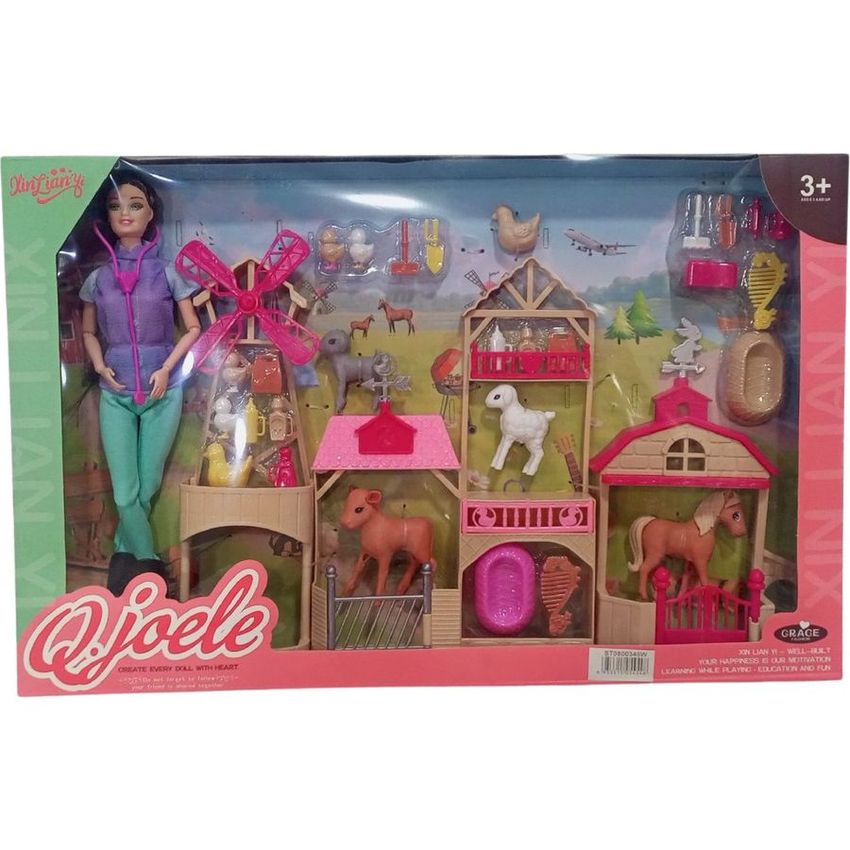 Qifele Farm Animal Doll Playset